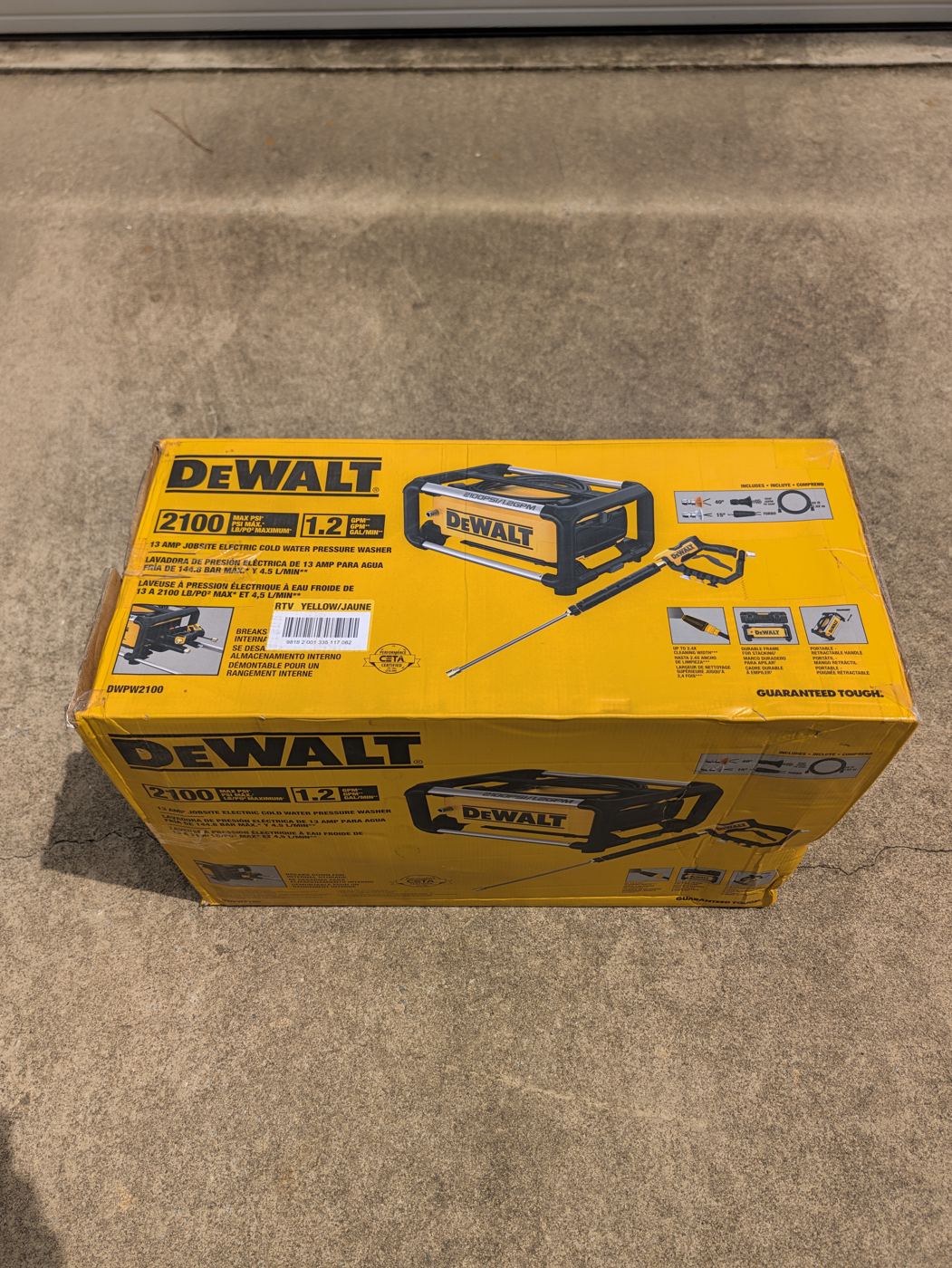 DeWalt pressure washer sealed box